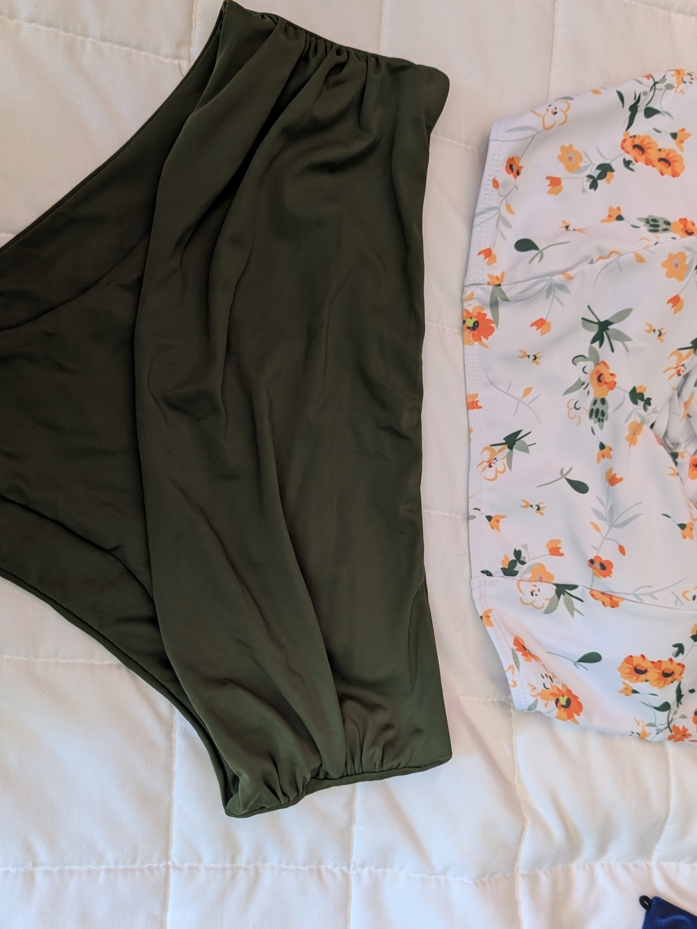 Olive Green High-Waist Swim Bottoms